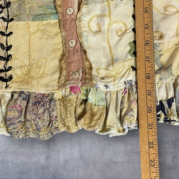 MSAS Y2K Patchwork Embroidered Top Womens L  Ruffle Hem Boho Hippie Festival 90s - Picture 8 of 9